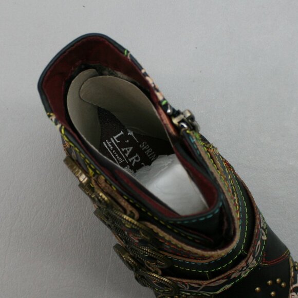L'Artiste 37 Ladies (6.5-7) Spring Step Rodeha Black Side-zipper Ankle Booties - Picture 8 of 11